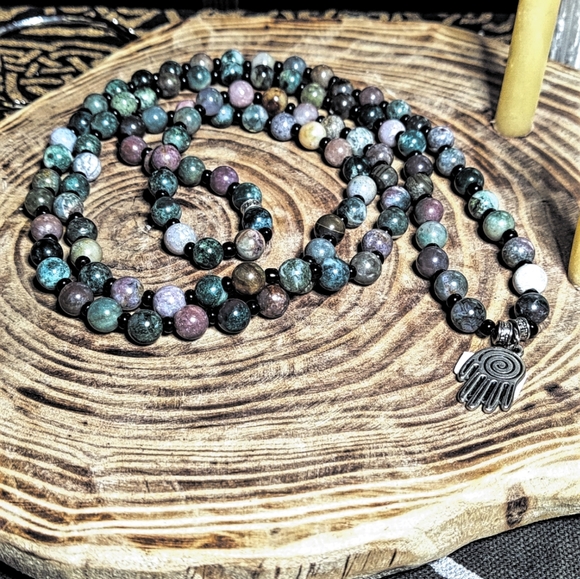 Hand-made Indian Agate Stone Unisex Mala - Picture 2 of 2